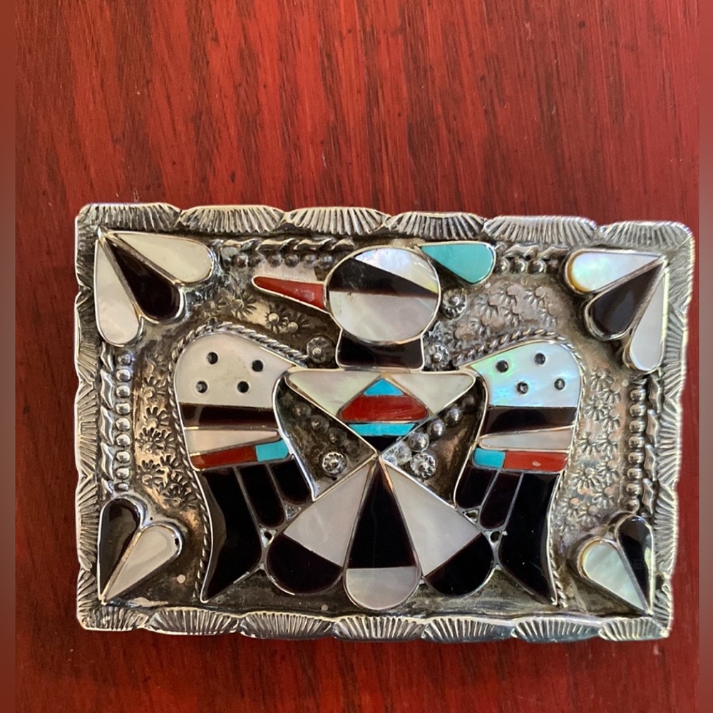 Zuni Thunderbird Western Turquoise Belt Buckle